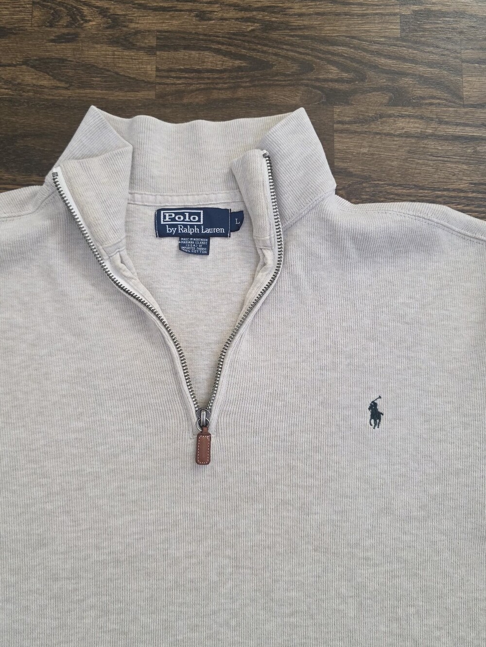 Polo Ralph Lauren Men’s L Quarter Zip Cotton Pullover Cream Size L - Picture 2 of 10
